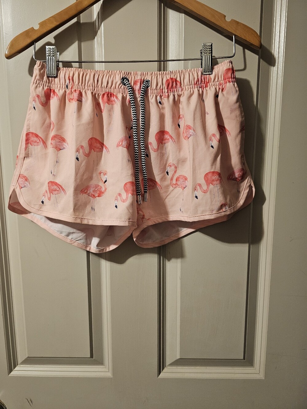 Franks Women’s Pink Flamingo-Print Swim Shorts with Drawcord SM